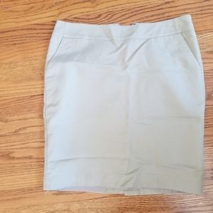 Knee length, khaki skirt lined